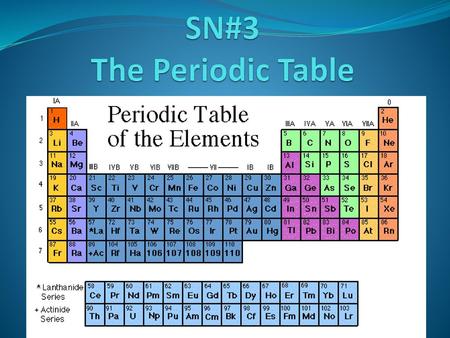 SN#3 The Periodic Table.