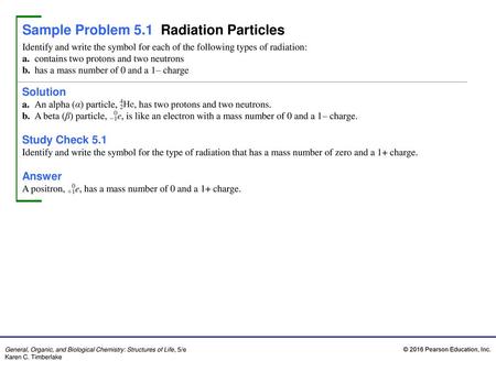 Sample Problem 5.1 Radiation Particles