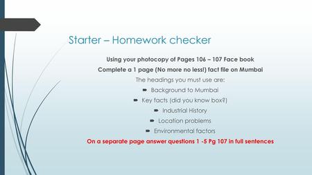 Starter – Homework checker