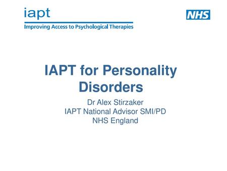 IAPT for Personality Disorders