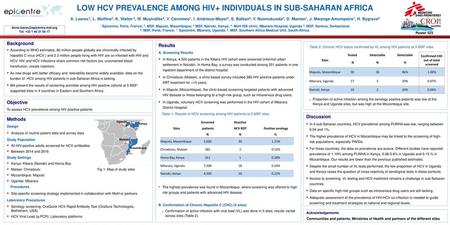 LOW HCV PREVALENCE AMONG HIV+ INDIVIDUALS IN SUB-SAHARAN AFRICA