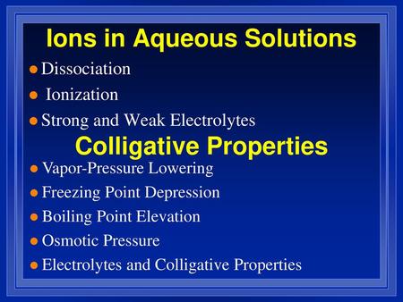 Ions in Aqueous Solutions