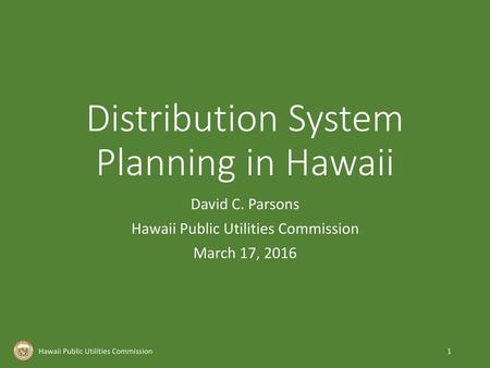 Distribution System Planning in Hawaii