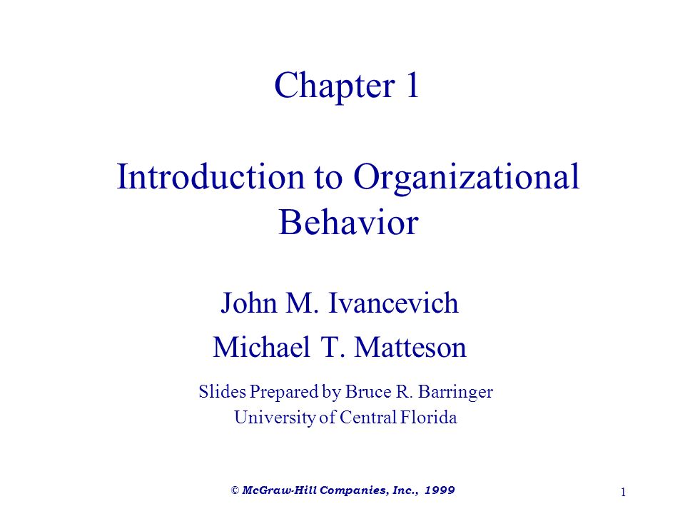 Chapter 1 Introduction to Organizational Behavior - ppt video online  download