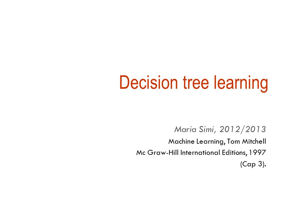 MACHINE LEARNING by MITCHELL - 2013