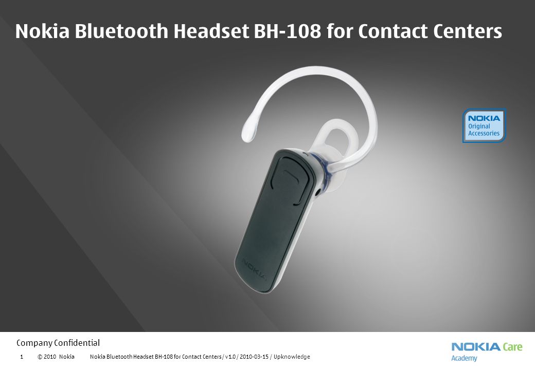 Nokia Bluetooth Headset BH-108 for Contact Centers - ppt download