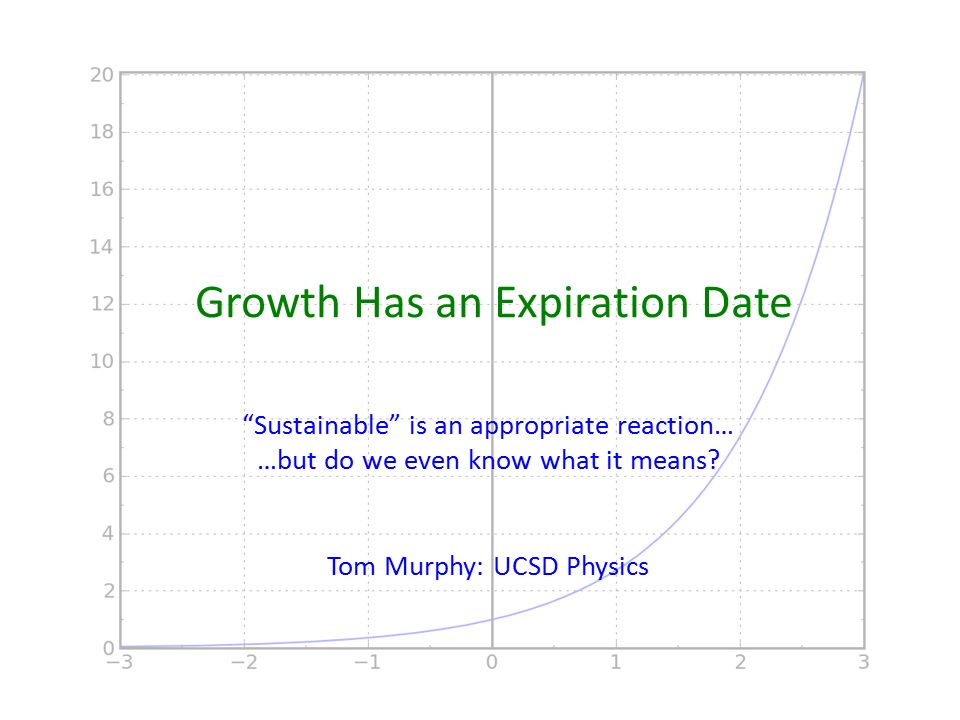 Growth Has an Expiration Date “Sustainable” is an appropriate reaction…  …but do we even know what it means? Tom Murphy: UCSD Physics. - ppt download