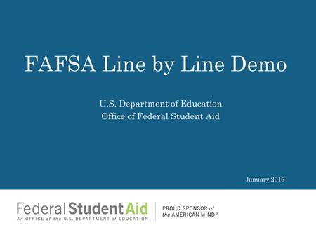 U.S. Department of Education Office of Federal Student Aid