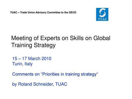Meeting of Experts on Skills on Global Training Strategy