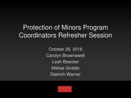 Protection of Minors Program Coordinators Refresher Session