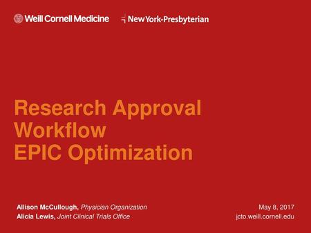 Research Approval Workflow EPIC Optimization