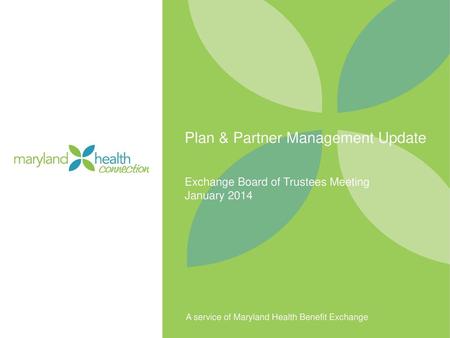 Plan & Partner Management Update