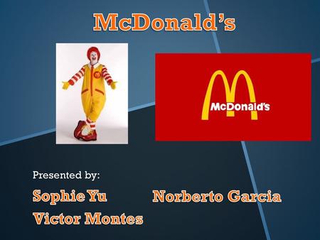 McDonald’s Presented by: Sophie Yu Norberto Garcia Victor Montes.