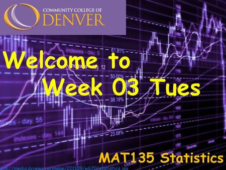Welcome to Week 03 Tues MAT135 Statistics