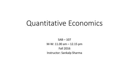 Quantitative Economics