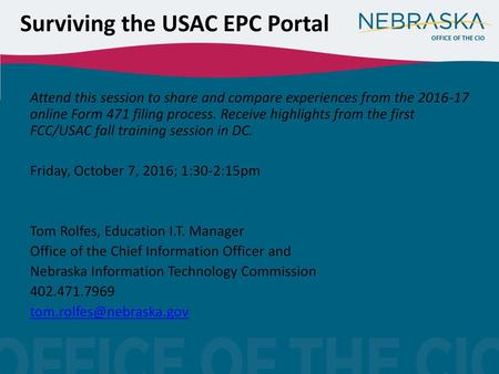 Surviving the USAC EPC Portal