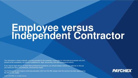 Employee versus Independent Contractor