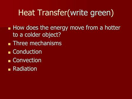 Conduction Heat transfer in solids (contact heating)