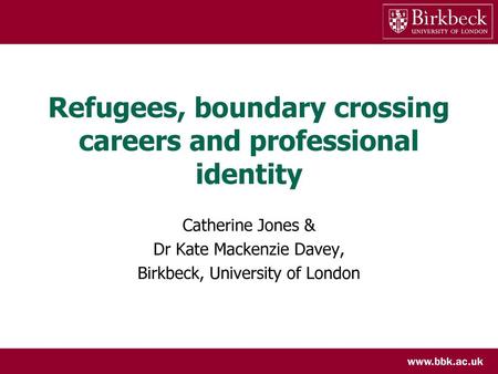 Refugees, boundary crossing careers and professional identity