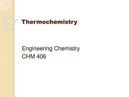 Engineering Chemistry CHM 406