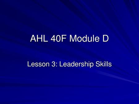 Lesson 3: Leadership Skills