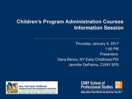 Children’s Program Administration Courses Information Session