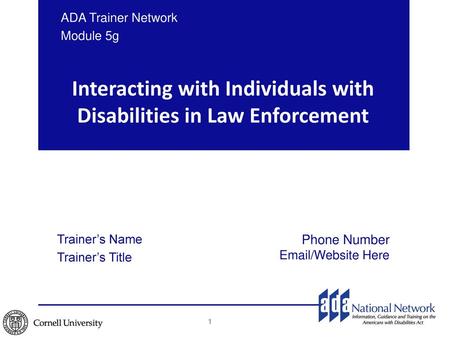 Interacting with Individuals with Disabilities in Law Enforcement