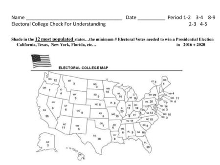Electoral College Check For Understanding