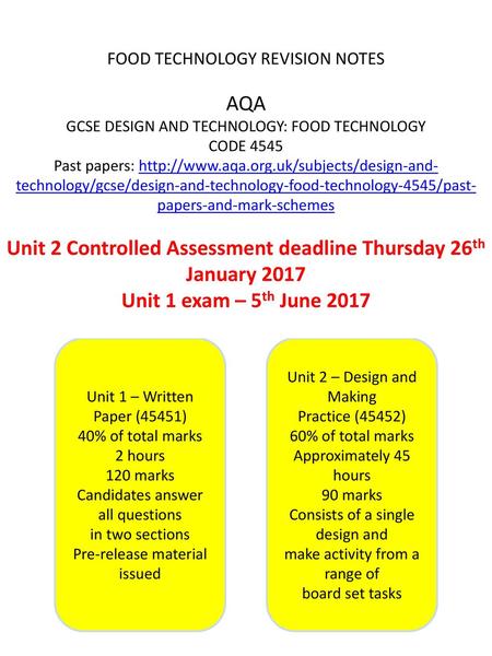 Unit 2 Controlled Assessment deadline Thursday 26th January 2017