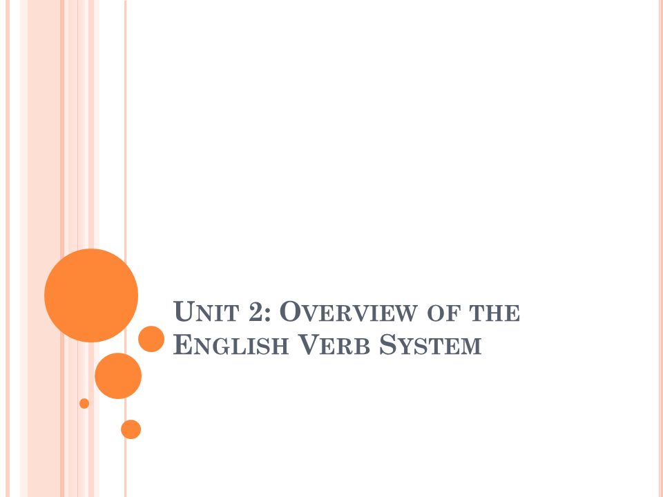U Nit 2 O Verview Of The E Nglish V Erb S Ystem Ppt Download