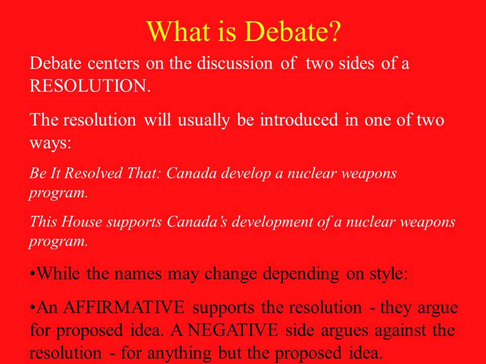 what does resolved mean in debate
