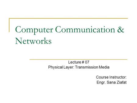 Computer Communication & Networks