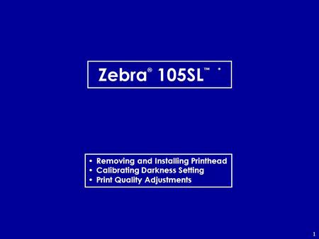 Zebra® 105SL™ * Removing and Installing Printhead