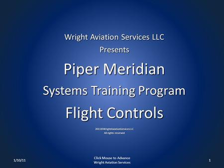 Piper Meridian Flight Controls Systems Training Program