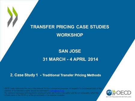 2. Case Study 1 - Traditional Transfer Pricing Methods