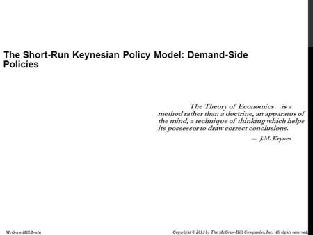 The Short-Run Keynesian Policy Model: Demand-Side Policies