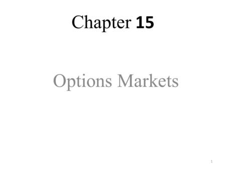 Chapter 15 Options Markets.