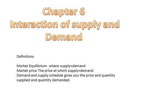 Interaction of supply and