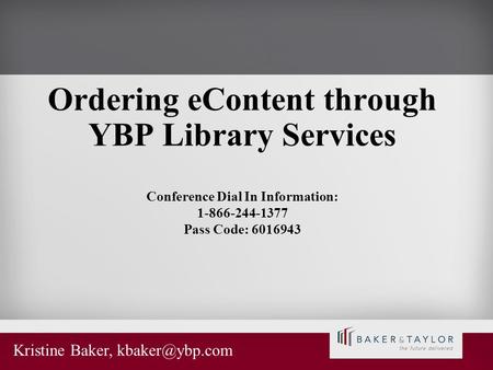 Ordering eContent through YBP Library Services