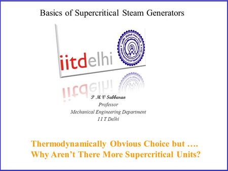 Basics of Supercritical Steam Generators