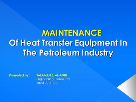 Objective of equipment maintenance Objective of equipment maintenance Maintenance frequency Maintenance frequency Inspection and Testing Inspection.