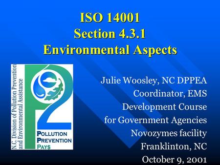 ISO Section Environmental Aspects