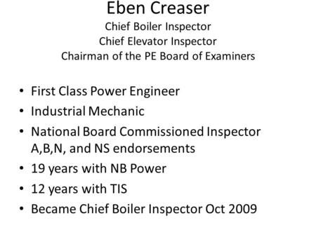 First Class Power Engineer Industrial Mechanic