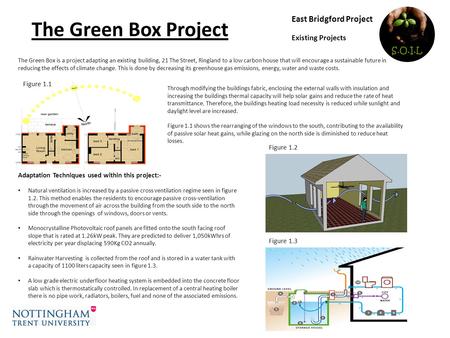 East Bridgford Project Existing Projects The Green Box Project Adaptation Techniques used within this project:- Natural ventilation is increased by a passive.