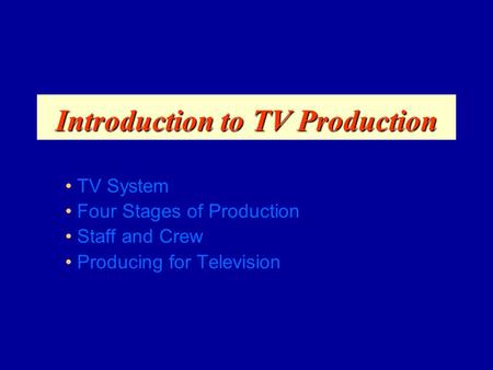 Introduction to TV Production
