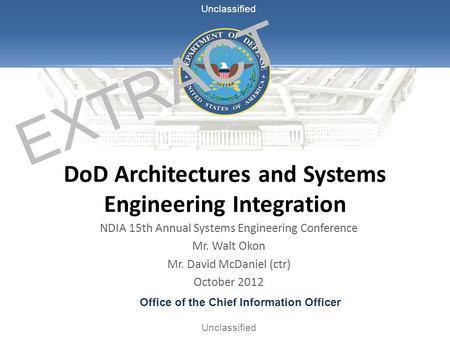 DoD Architectures and Systems Engineering Integration