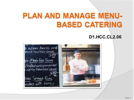 PLAN AND MANAGE MENU-BASED CATERING
