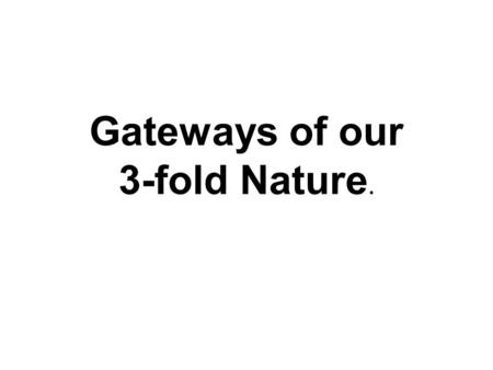 Gateways of our 3-fold Nature.