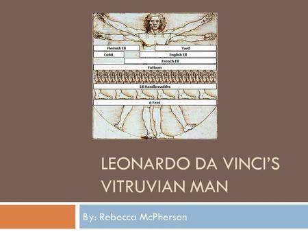 LEONARDO DA VINCIS VITRUVIAN MAN By: Rebecca McPherson.