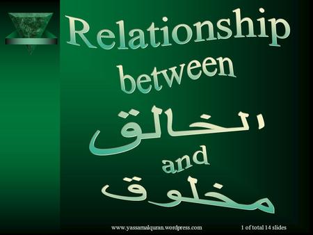Relationship between الخالق and مخلوق www.yassarnalquran.wordpress.com.